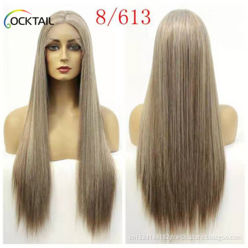 wholesale ombre colors lace frontal wig with baby hair longest silky straight hair synthetic lace frontal wigs